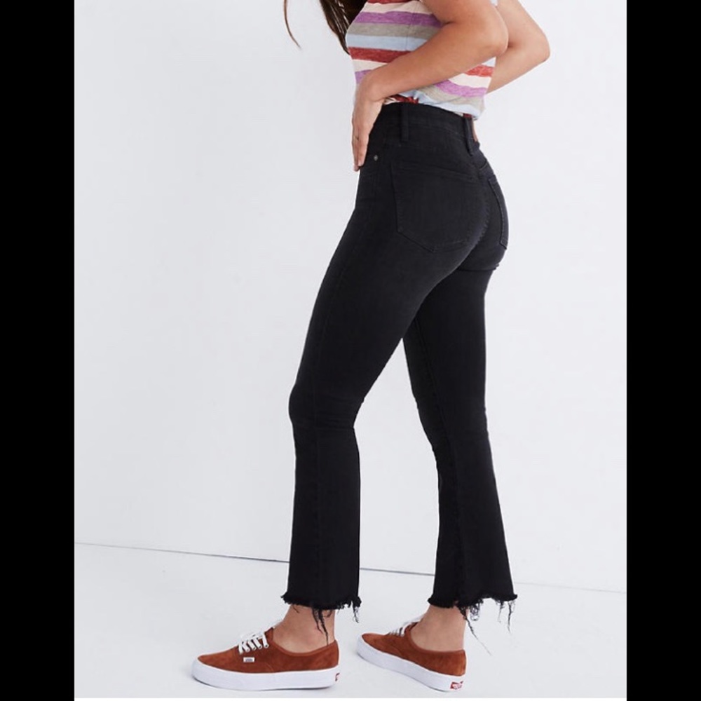 Madewell Cali Demi Boot Black Jean with Raw Hem